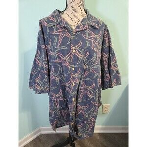 J Crew Oarsman Hawaiian Shirt Starfish AOP Beach Surfer xlt vintage beach